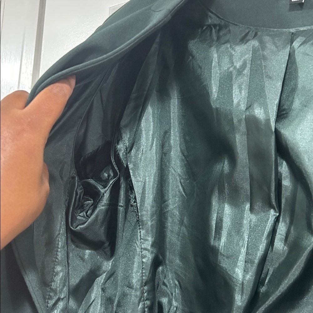 Premise Dark Green Blazer with Gold Zipper Accents - Picture 7 of 7